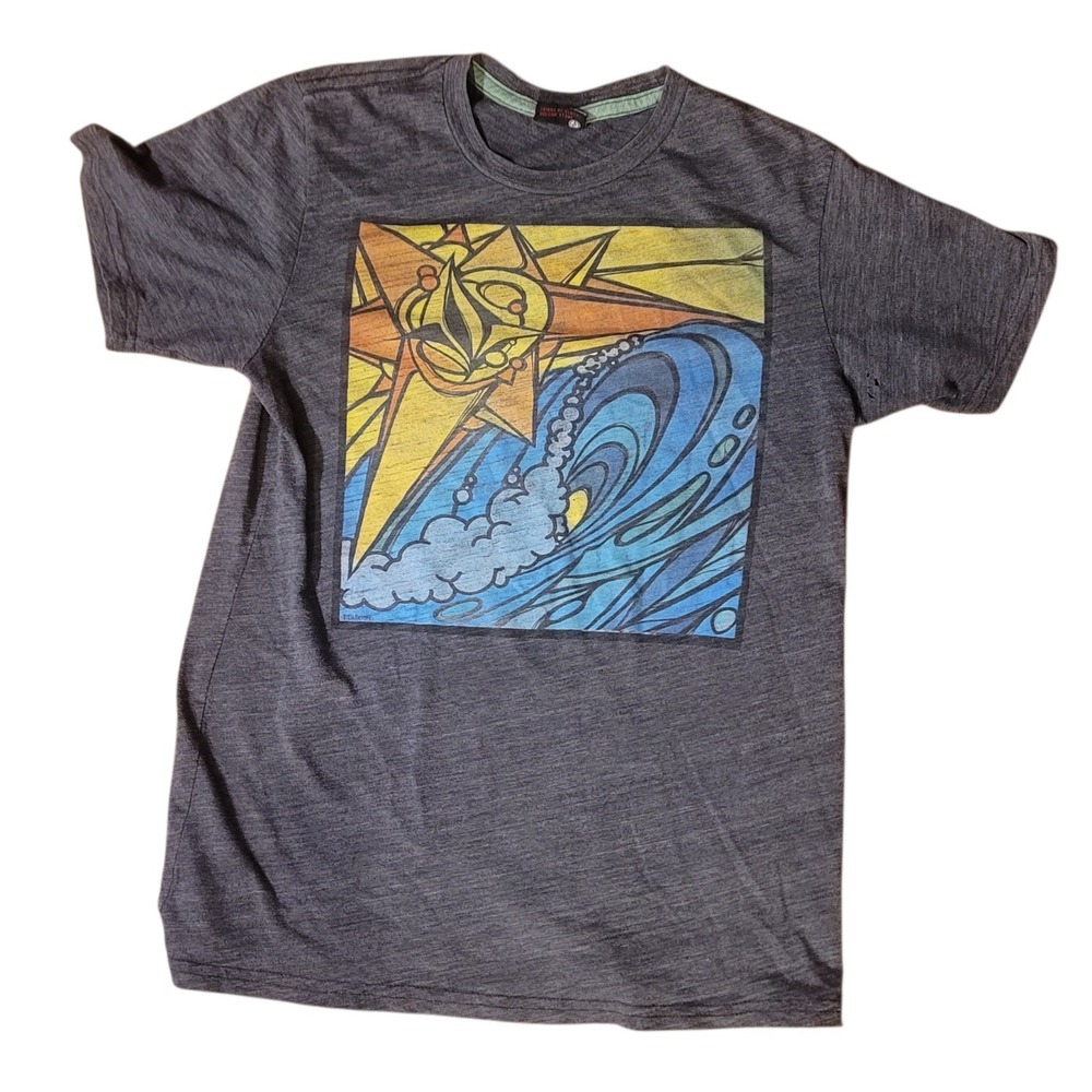 Y2K Volcom men's Sm grey diamond logo Short Sleeve tshirt surfer skater grunge‎